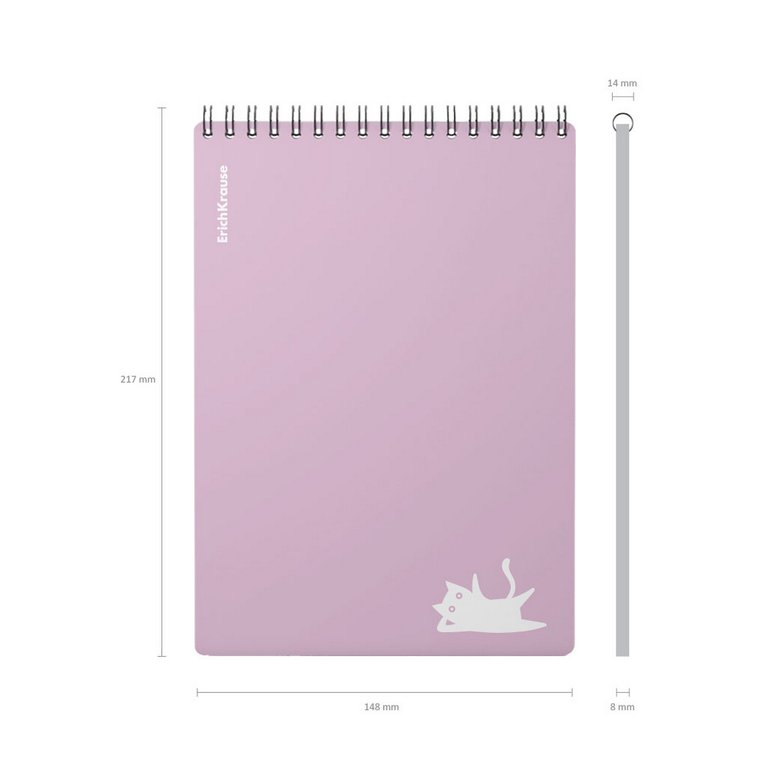Блокнот А5  80л., 148*210 мм, на гребне ErichKrause "Brave cats" пластик. обл., клетка, фиолетовый
