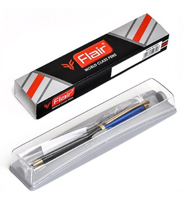 Ручка шариковая Flair "Carishma" подар. футл. корп. синий/черн мет. синий 0,7мм (стерж.116мм)