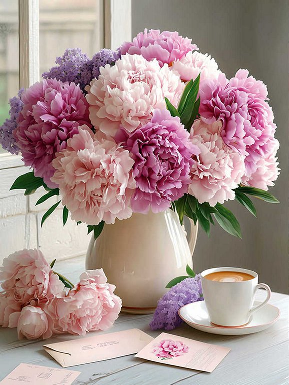 Алмазная мозаика 30*40см "Букет пионов" Феникс+