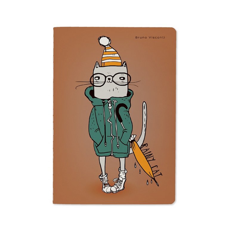 Тетрадь 32 лист без лин. А6 на сшивке "RAINY CAT" МИКС 8 ДИЗАЙНОВ Bruno Visconti