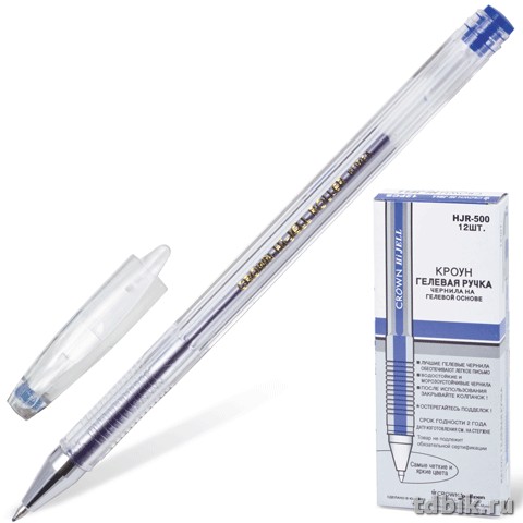 Ручка гелевая Crown  0,5мм синяя (стерж.138мм, линия 0,35мм)