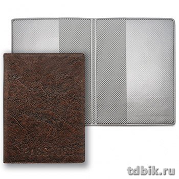 Обложка для паспорта кожзам 18,8*13,4, цв. коричневый