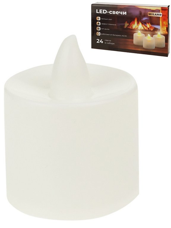 Свеча LED теплый свет, h=4,4 см (батарейки в комплекте)