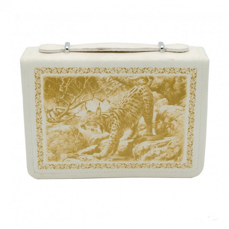 Несессер подарочный "Дипломат" футляр из кожи с худож. выжиганием, приборы на 3 персоны, бежевый