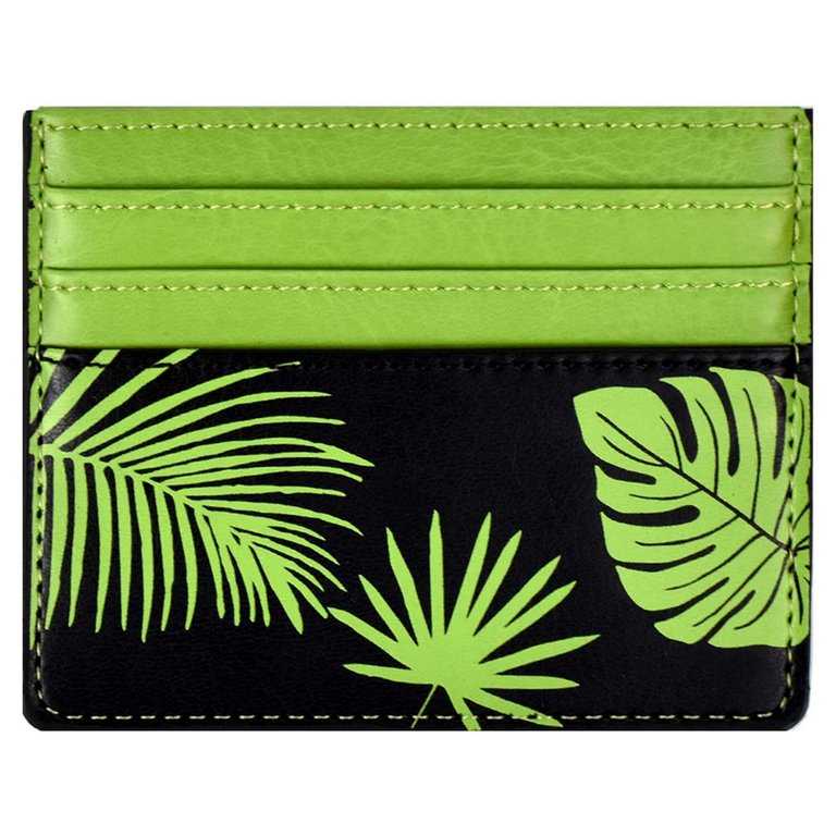 Карман для кредитных, дисконтных карт, пропусков, салатовый/чёрный 6 отделений кожзам