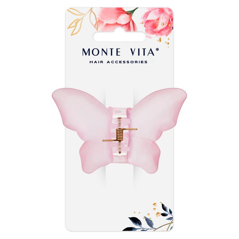Краб для волос 8,5 см матовый, розовый  MONTE VITA