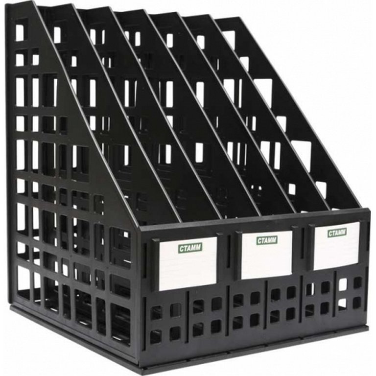 Лоток вертикальный 6-и секцион. разборный, черный Стамм