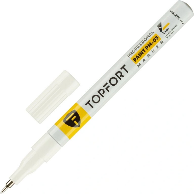 Маркер-краска лаковый  1мм TOPFORT белый