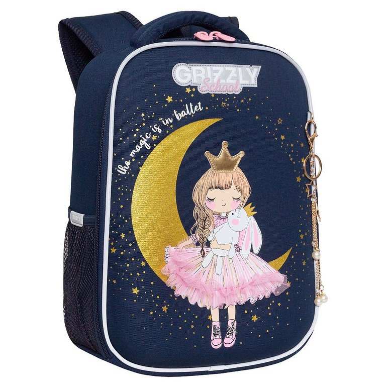 Рюкзак каркасный для девочки Grizzly 26*37*16 см., синий