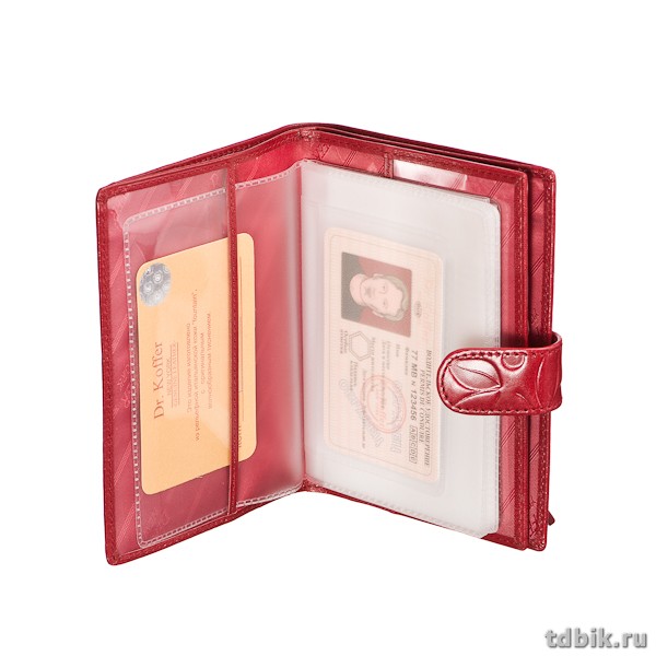 Обложка для паспорта и автодокументов Dr.Koffer 10,5*13,5см, нат. кожа, бургунди