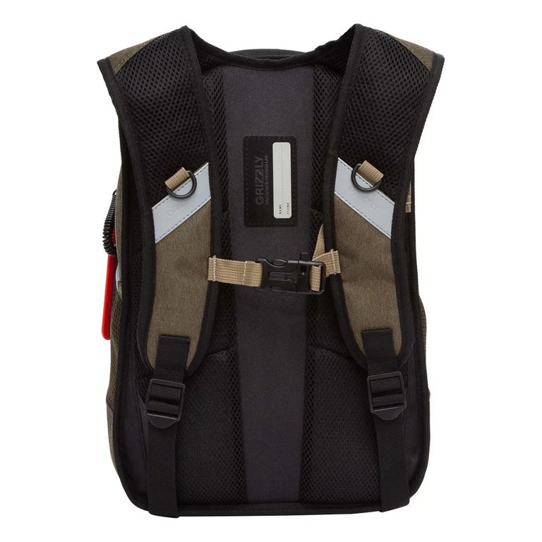 Рюкзак школьный для мальчика Grizzly 40*25*22 см, хаки/бежевый