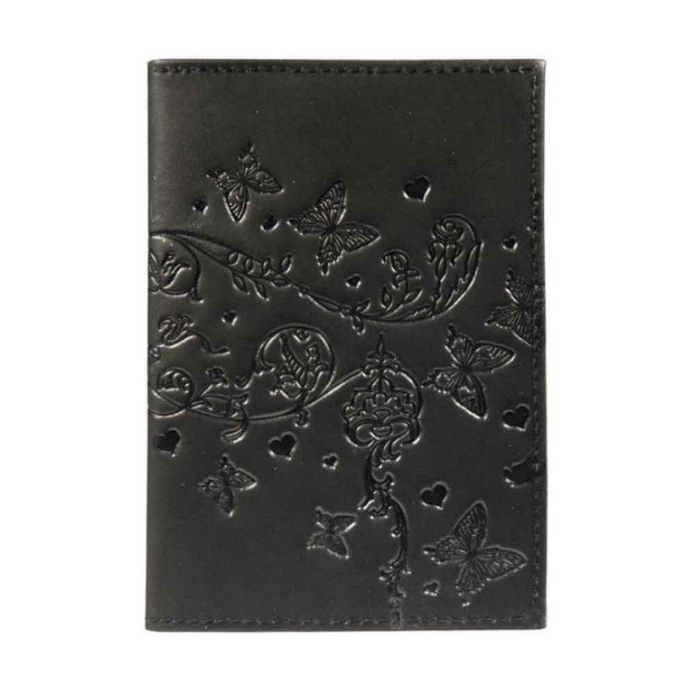 Обложка для автодокументов, нат. кожа "Вдохновение" черный