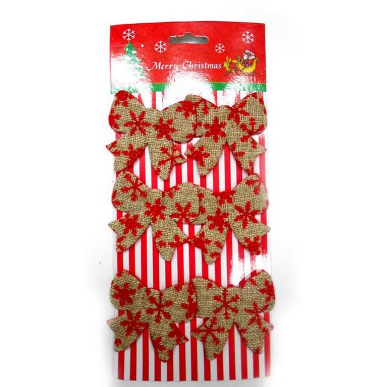 Бант красно-золотой 6шт, 6,5*6,5 см