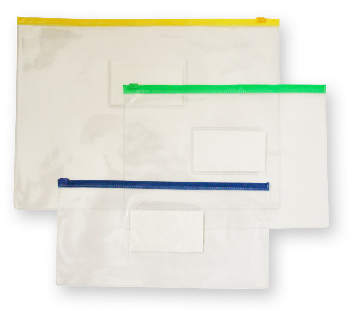 Папка на молнии А4 (330*235 мм) пластик 0,15 мм с карманом для визиток, белая Бюрократ