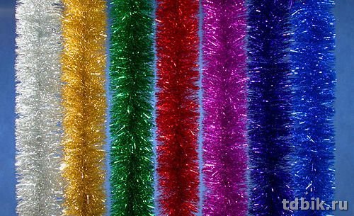 Мишура d 100+75мм, длина 2м цвета в ассортименте