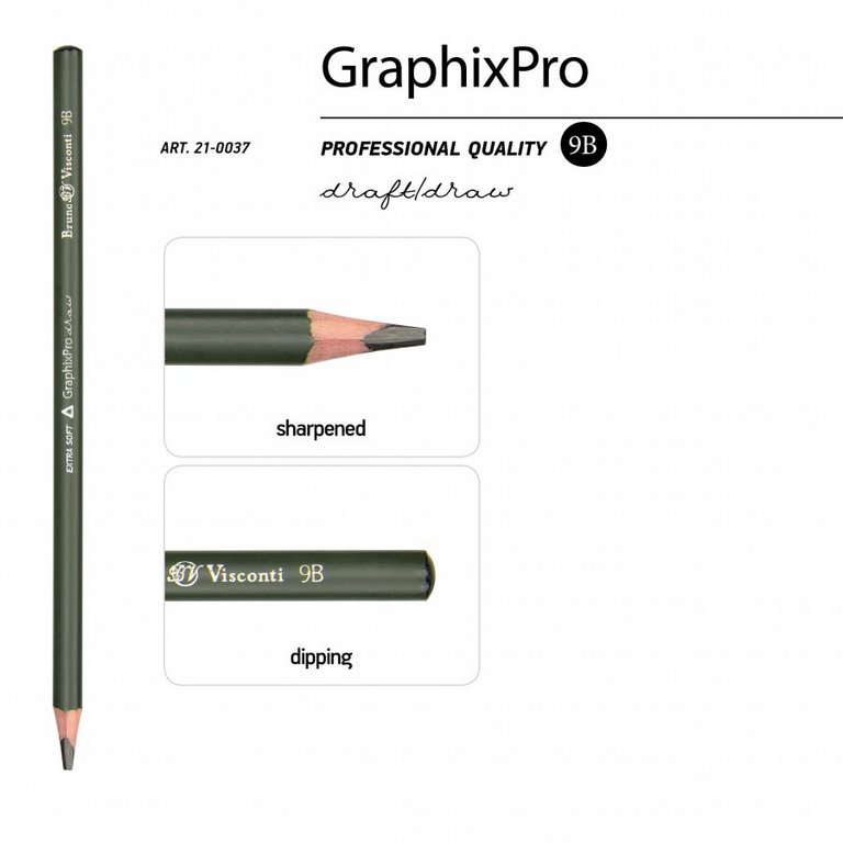Карандаш ч/г  9В трехгранный Bruno Visconti "GraphixPro"