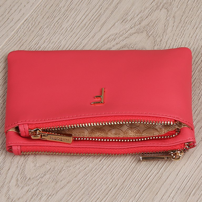 Портмоне FABRETTI женское, нат. кожа, 13,5*9,5*2,5 см, коралловый