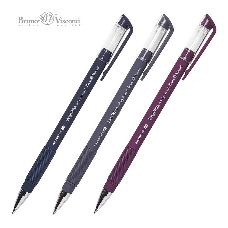 Ручка шариковая BV Easy Write "Original" резин.упор 0,5мм синяя (стерж.138м, линия 0,4мм)