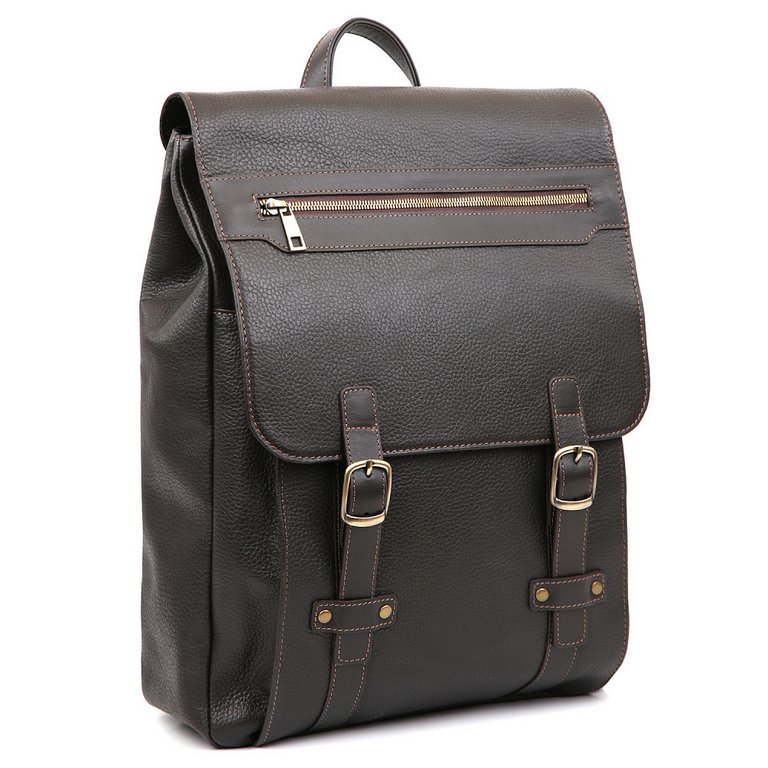 Рюкзак мужской FABRETTI 28*41*11, нат. кожа, коричневый