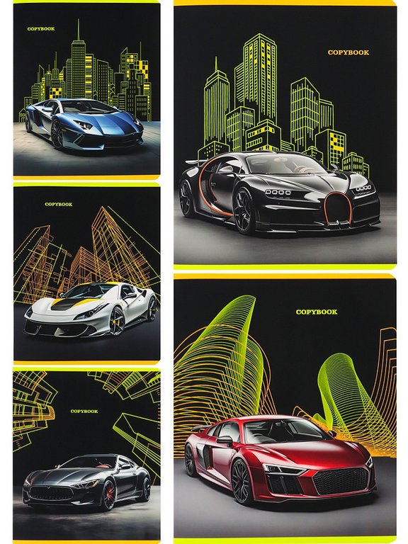 Тетрадь 48 лист кл. А5 на скрепке "АВТО И ГОРОД В ГРАФИКЕ" ассорти Collezione