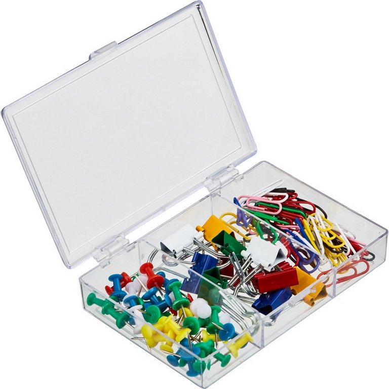 Набор канцлярский Attache (кнопки, скрепки, зажимы) в пластиковом боксе