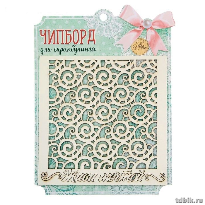 Чипборд фоновый "Живи мечтой" 14,5*14,5мм дерево ART UZOR