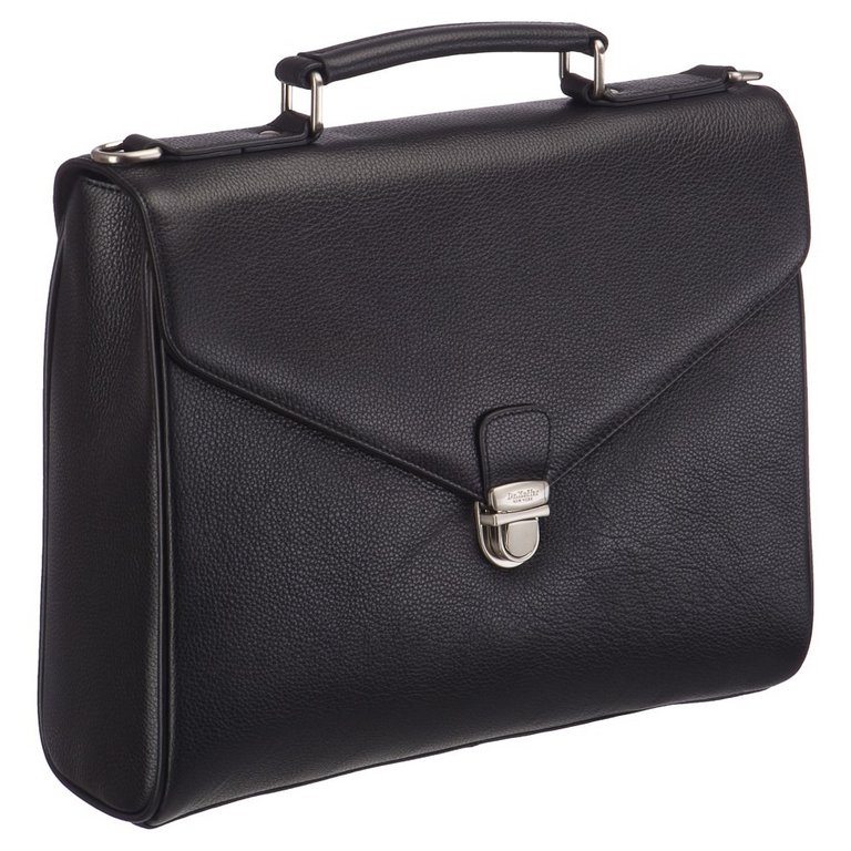 Портфель Dr.Koffer 24*27*12см, нат. кожа, со съемным плечевым ремнем, черный