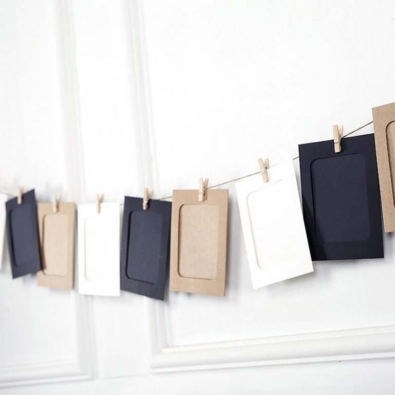 Рамки для фотографий в наборе 8х10,5 см (10 бум. рамок, 10 прищепок+ шпагат)