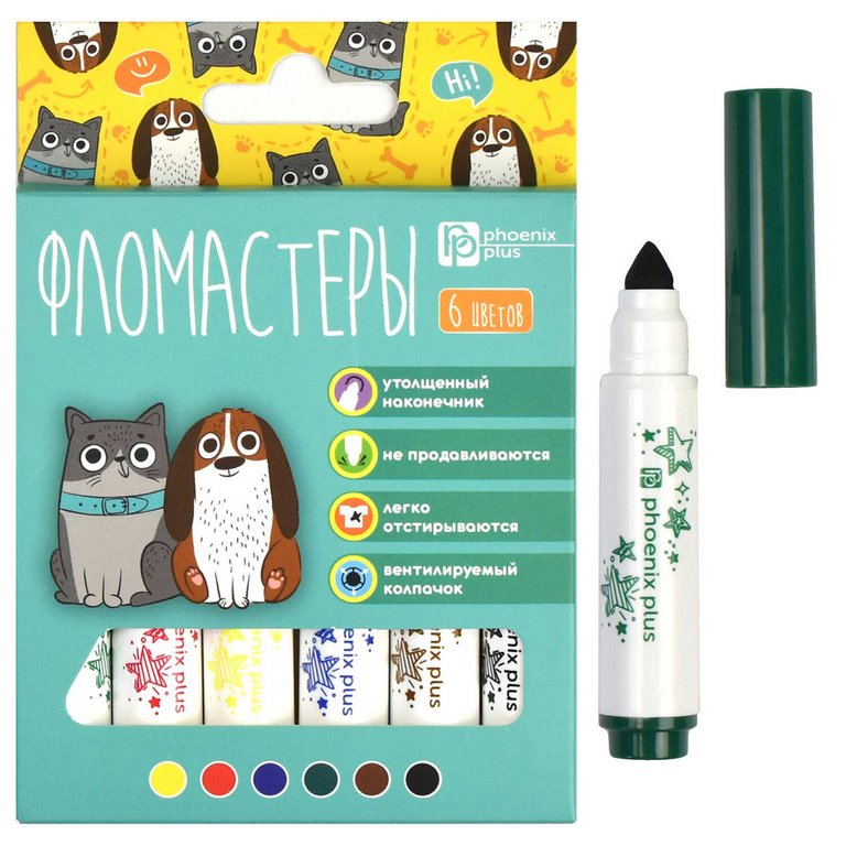 Набор фломастеров  6 цв. толстые мини Феникс+ "Арт-братва"