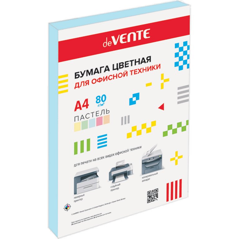 Бумага "deVente" 80г/м2 А4,  50 лист/уп, голубой пастель
