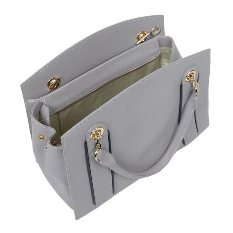 Сумка женская LEO VENTONI 32*23*14см, нат. кожа, серый