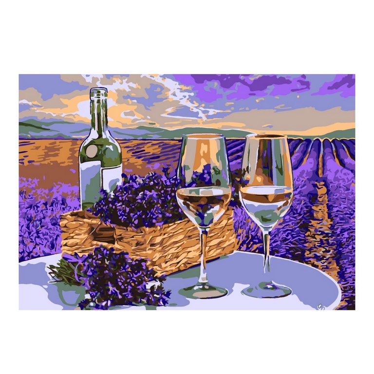 Роспись по номерам (картон) 20*30см "Лавандовое поле" (основа, акрил. краски, кисти) LORI