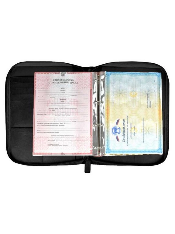 Папка-органайзер Escalada "ЛИНКОЛЬН ЧЁРНЫЙ" 260*340 см, кожзам, твердый переплет с поролоном