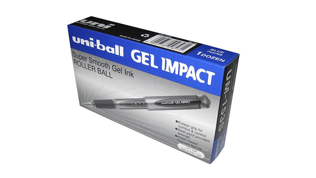 Ручка гелевая Uni-Ball "Gel Impact" резин. упор 1,0 мм синяя (линия 0,6мм)