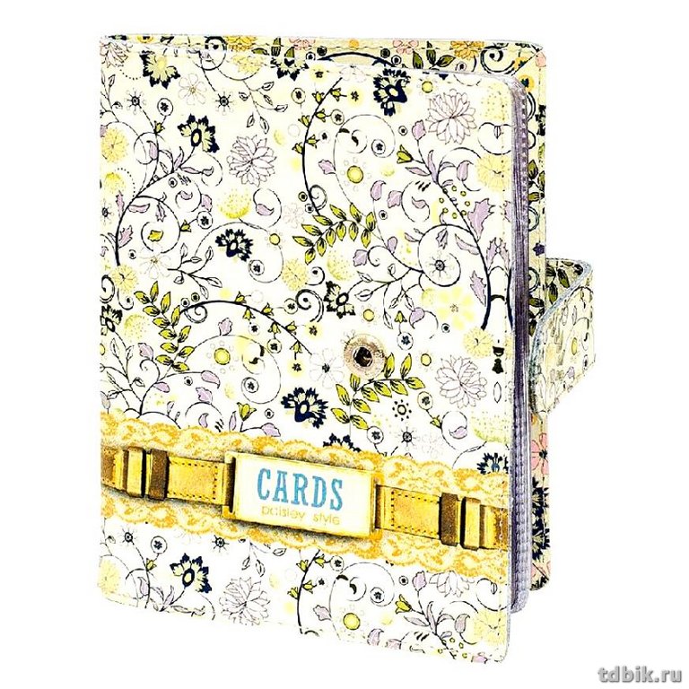 Визитница на 36 визиток "Цветочный узор на бежевом" 12.7*20.5см, кожа