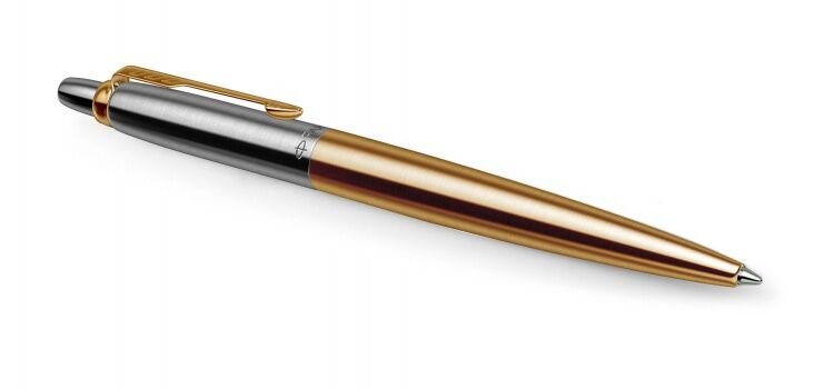 Ручка шариковая Parker Jotter Gold Stainless Steel GT M, синяя (нерж.сталь)