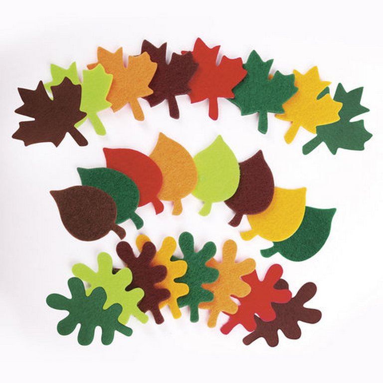 Наклейки из фетра "Листья" 24шт/уп. ОСТРОВ СОКРОВИЩ