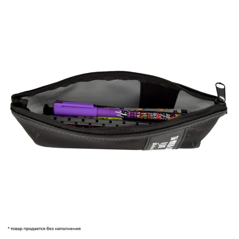 Пенал  универсальный  Феникс + "Ты можешь все" 20*8*3 см (кожзам/шелкография), черный