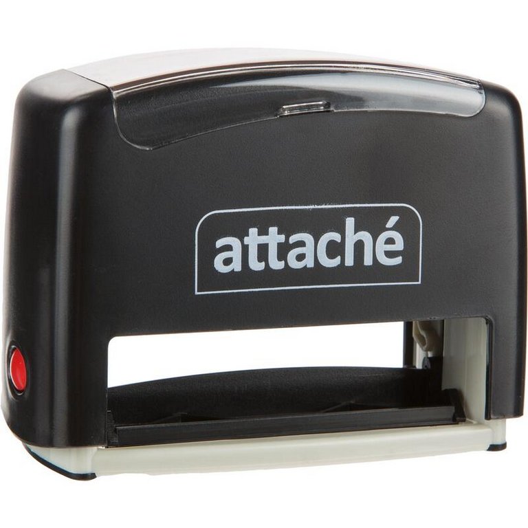 Штамп самонаборный  6/8 стр 70х32 мм 2 кассы с рамкой Attache, корпус черный