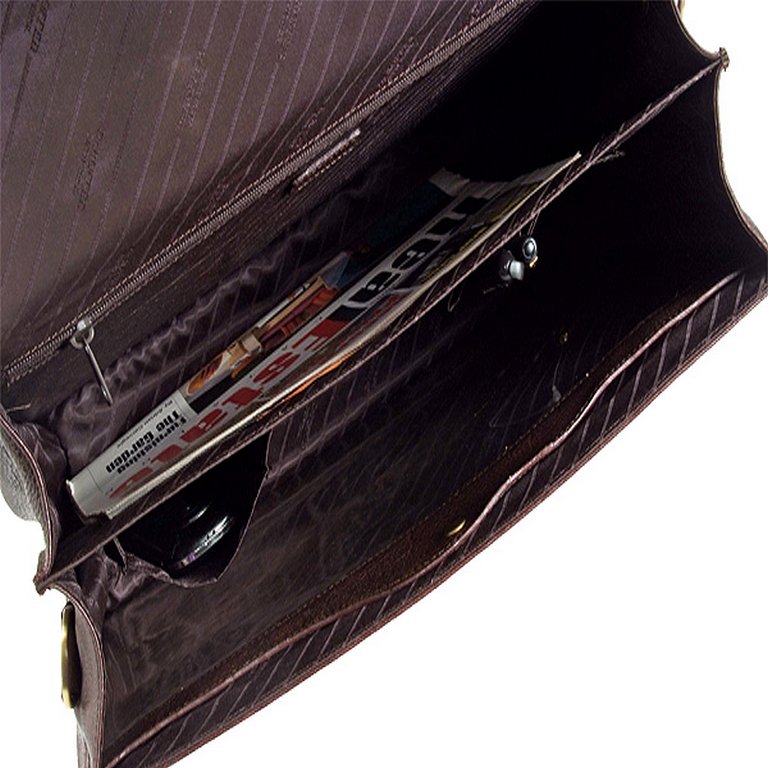 Портфель Dr.Koffer 41*31*10см, нат. кожа, со съемным плечевым ремнем, коричневый