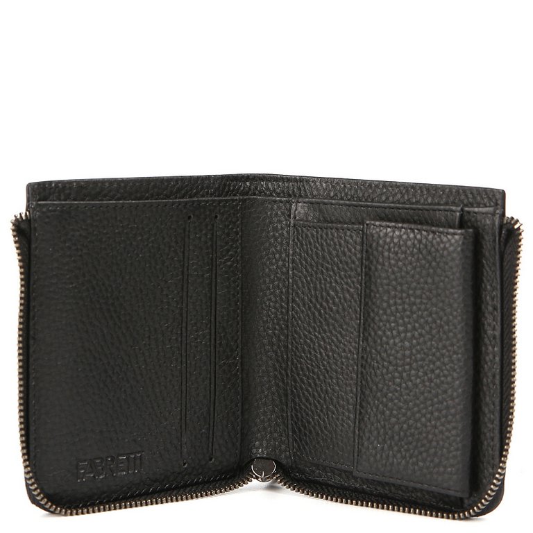 Портмоне FABRETTI женское, нат. кожа, 11*9,5*2,5 см, черный