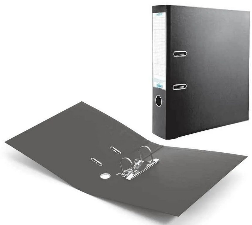 Папка-регистратор А4 75мм deVENTE, двустор. покрытие, метал. окантовка пл. карман на торце, черная