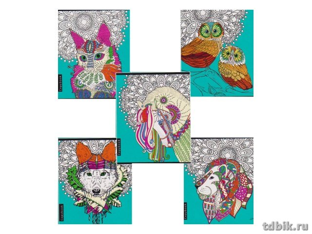 Тетрадь 96 лист кл. А5 на скрепке Collezione "ЖИВОТНЫЕ АНТИСТРЕСС" цветная мелов. обл.