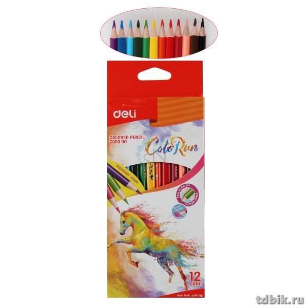 Набор карандашей  12 цв. трехгранные Deli ColoRun