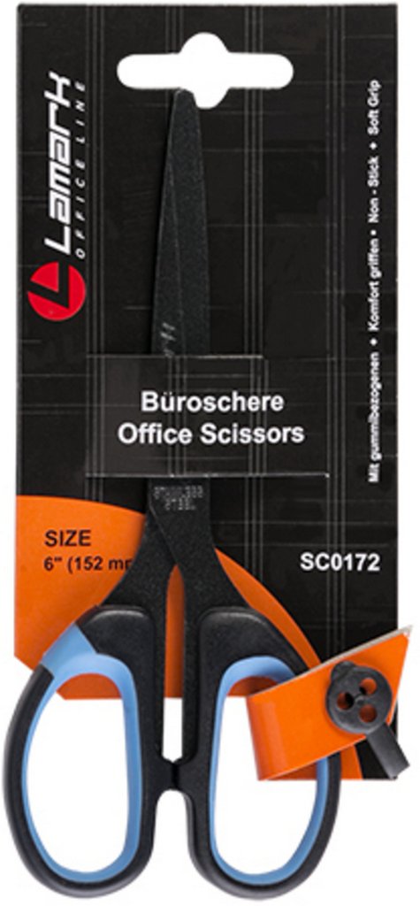 Ножницы 160 мм пластмас. рукоятка с резиновыми вставками, тефлон. покрытие (non-stick) Lamark