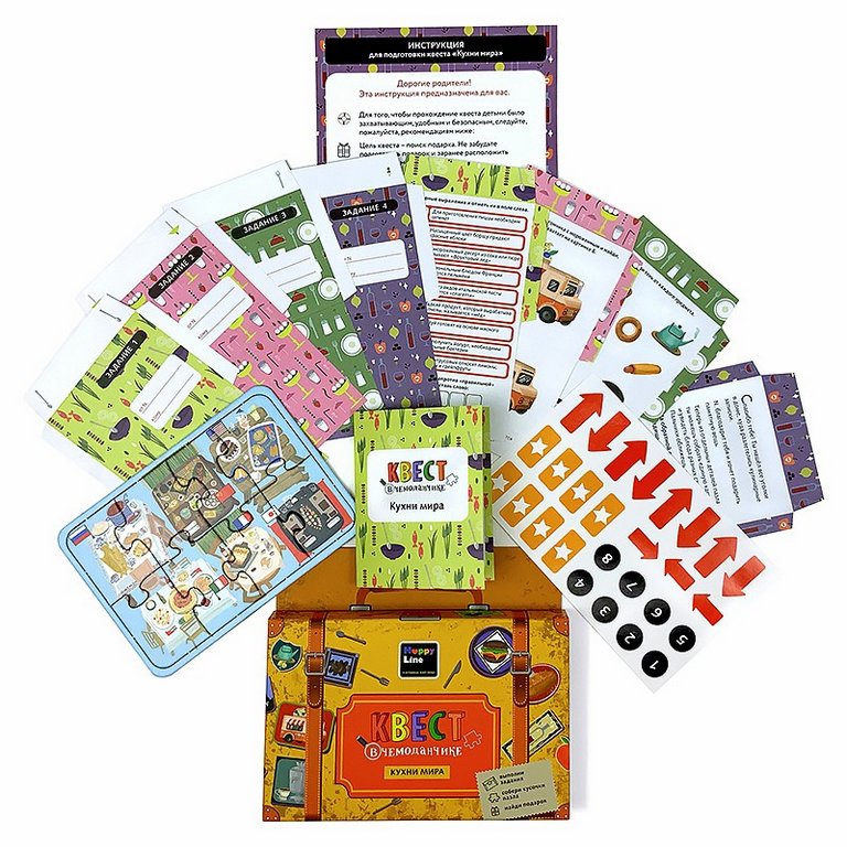 Игра настольная  Квест "Вкусное приключение. Кухни мира" HAPPY LINE