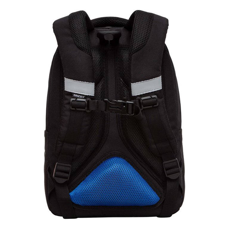 Рюкзак школьный для мальчика Grizzly 27*40*20 см, черный/синий