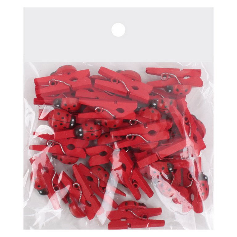 Прищепки деревянные с декором "Божья коровка" 25мм (24шт/уп) ассорти