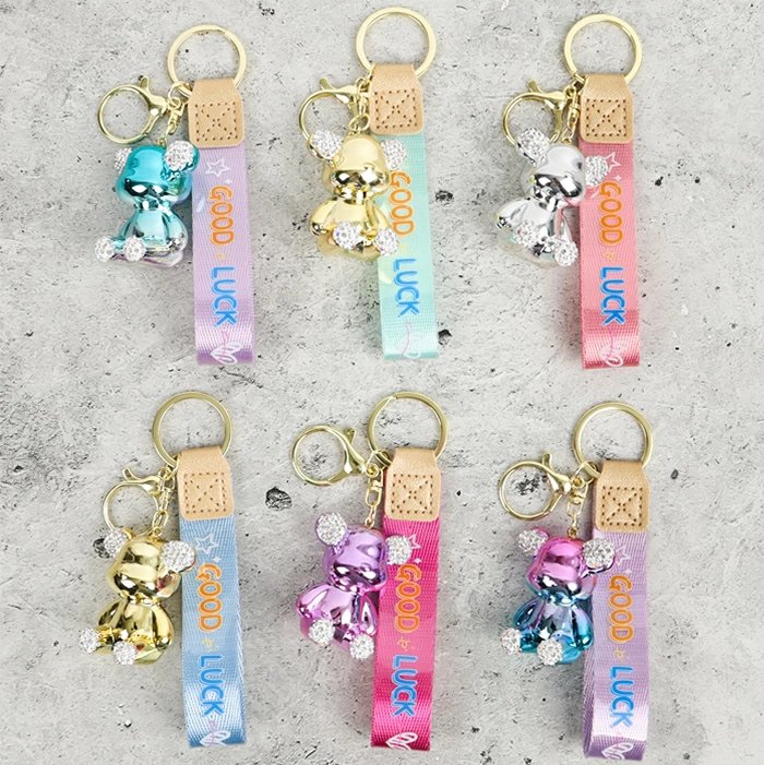 Брелок "Мишка" ассорти (металл и полимерные материалы)  3,5*5,5*3см