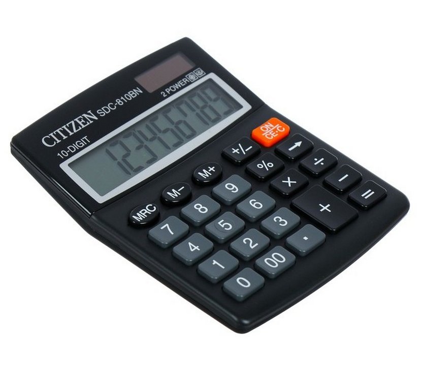 Калькулятор наст. Citizen SDC-810BN/NR  (10 разр., 2 питания 124x102x25мм)